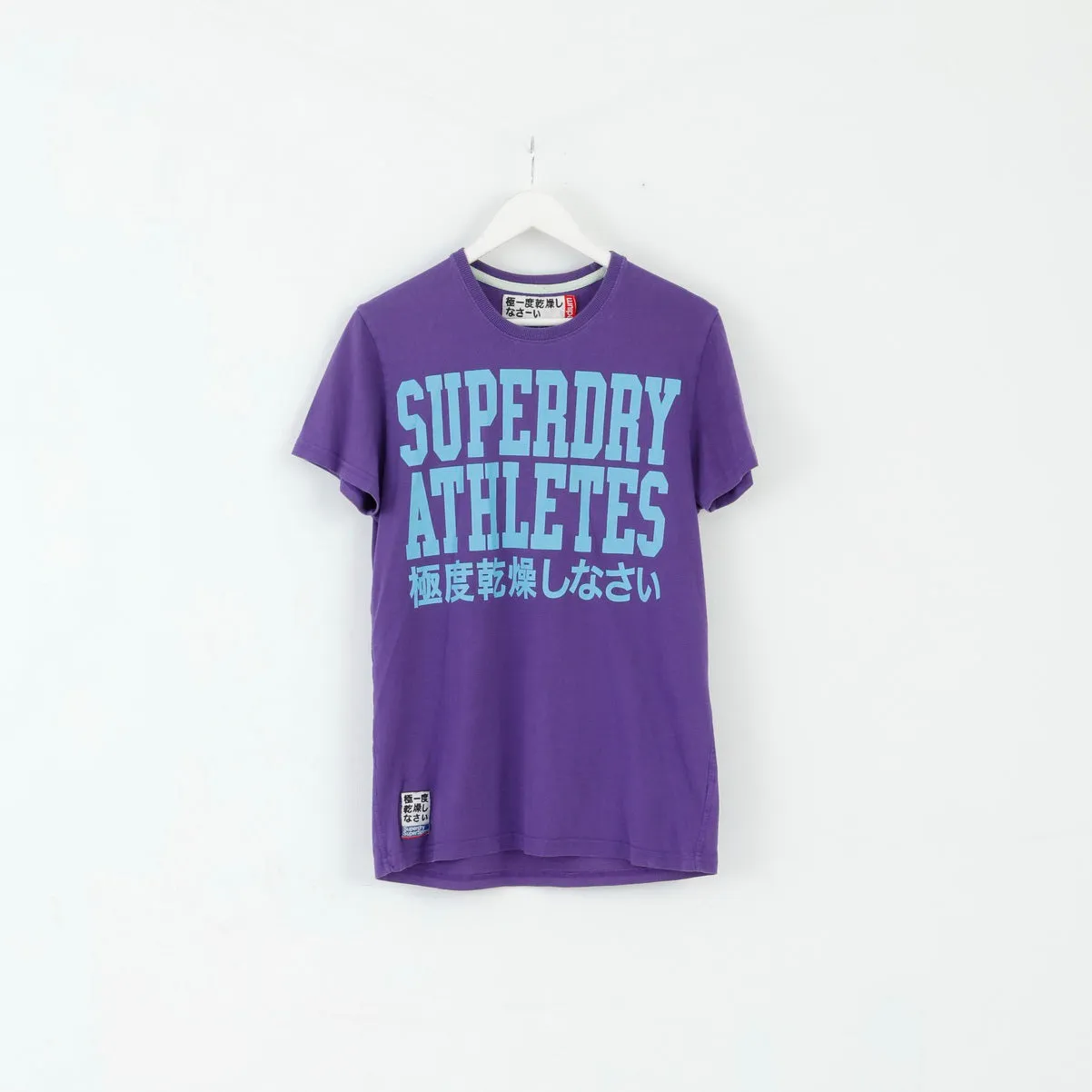 Superdry Mens M T-Shirt Purple Cotton Graphic #3 Slim Fit Top