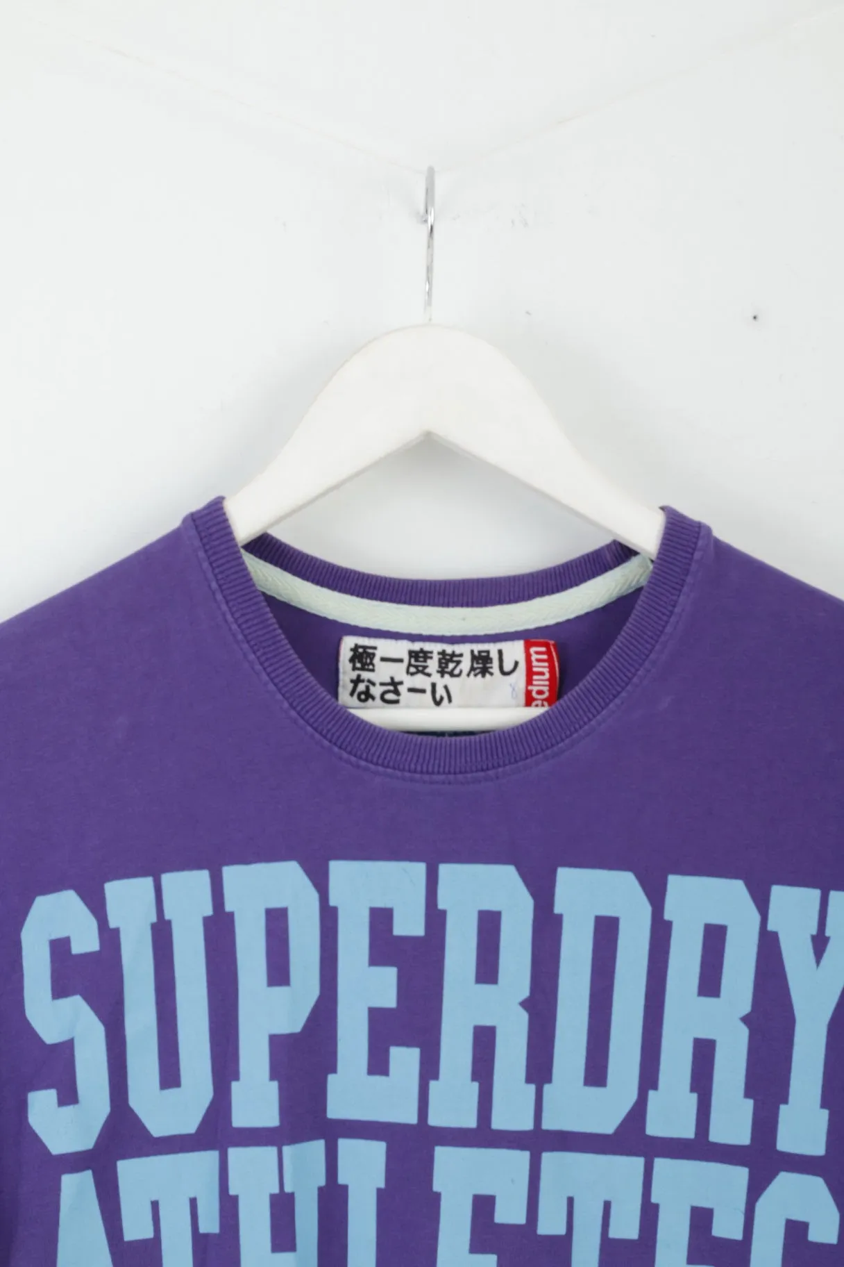 Superdry Mens M T-Shirt Purple Cotton Graphic #3 Slim Fit Top