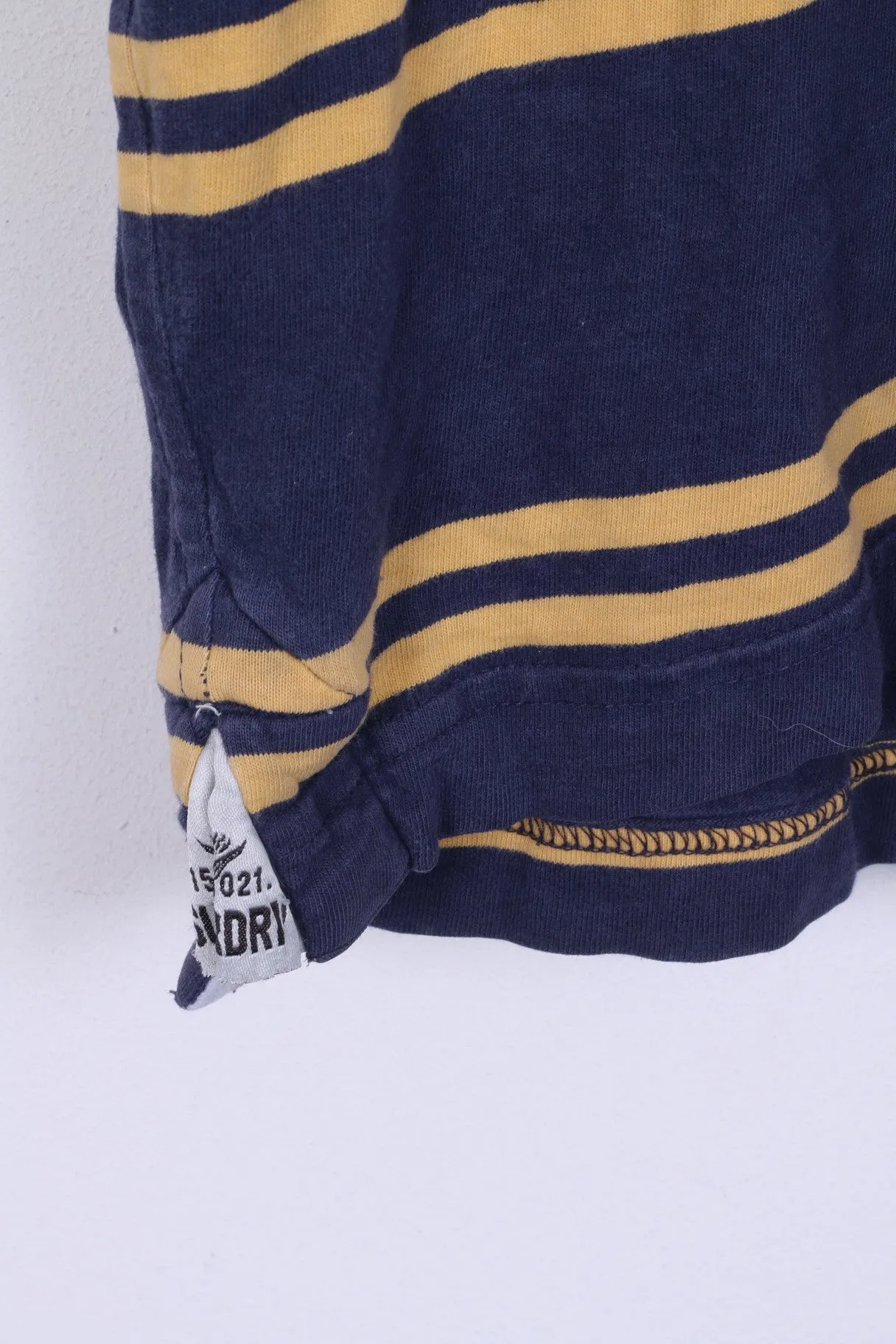 Superdry Mens S Polo Shirt Blue Striped Cotton Short Sleeve