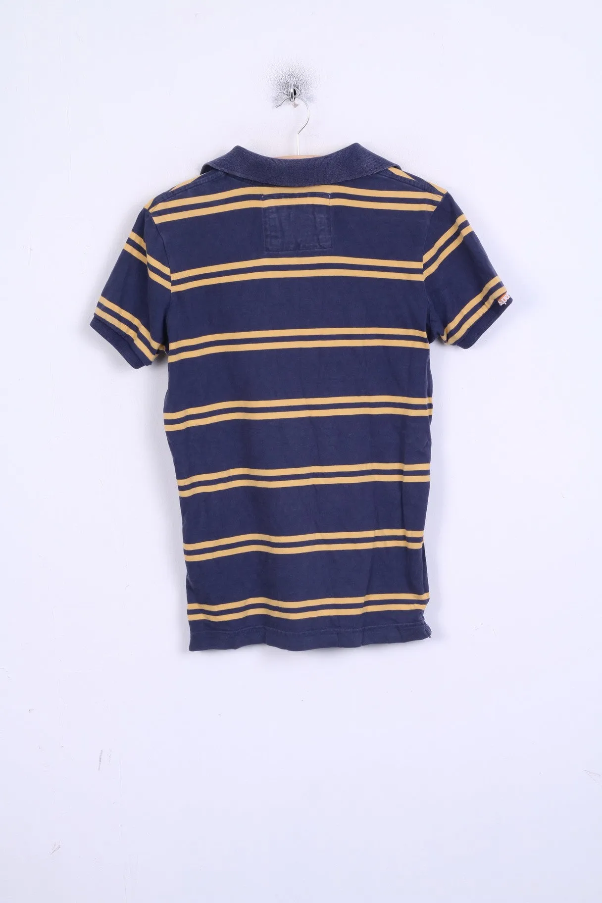Superdry Mens S Polo Shirt Blue Striped Cotton Short Sleeve
