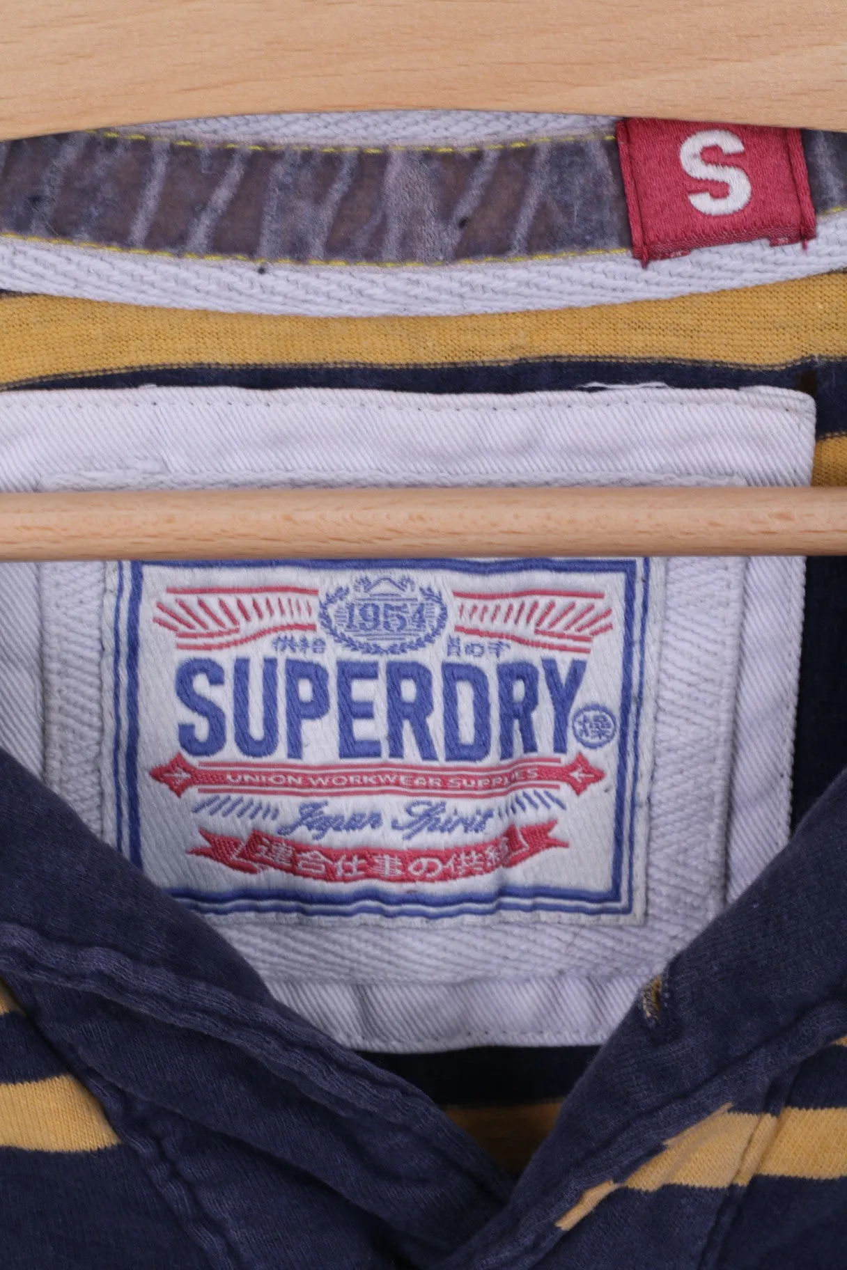 Superdry Mens S Polo Shirt Blue Striped Cotton Short Sleeve