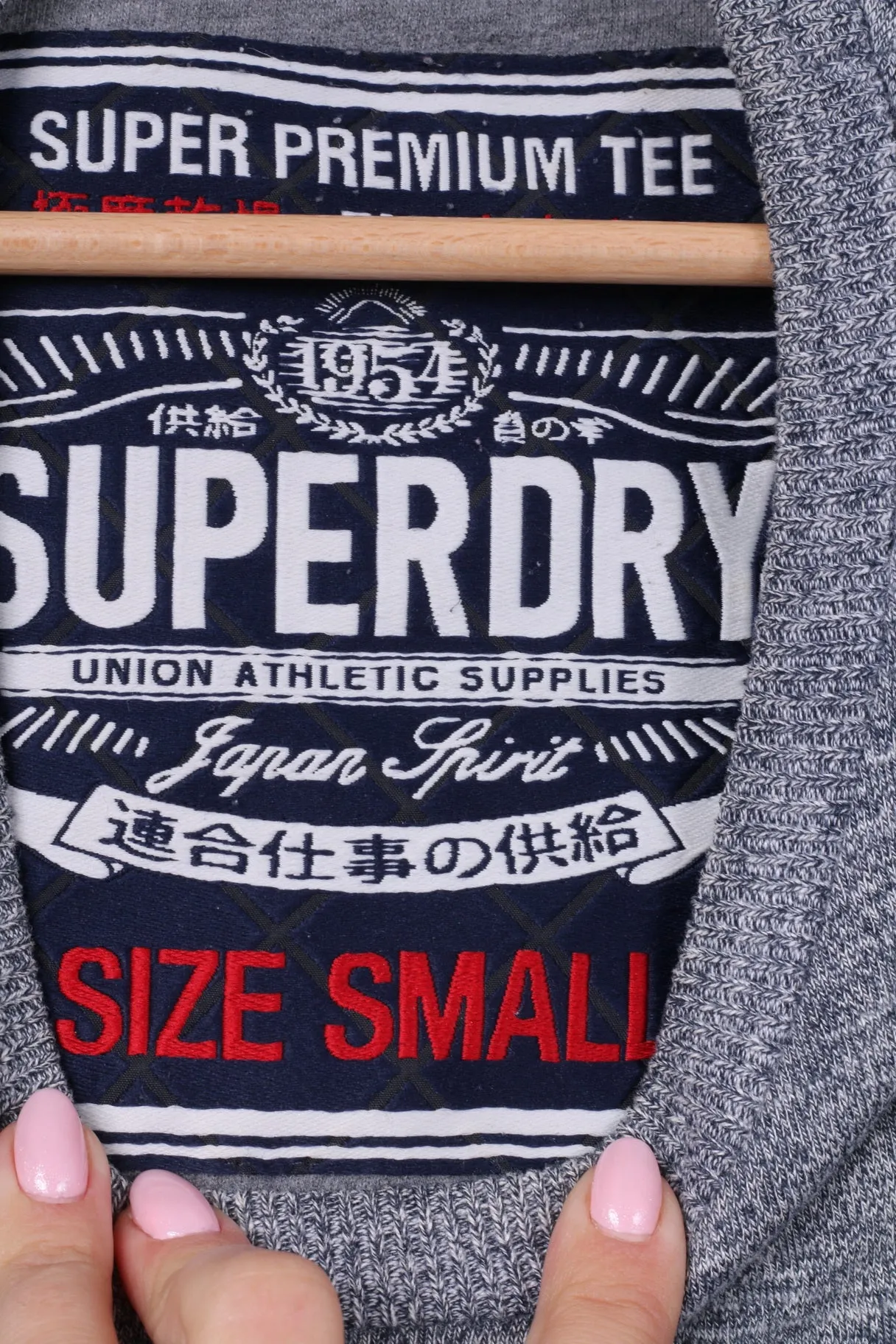 Superdry Mens S T-Shirt Grey Cotton Top J.P.N College Top Crew Neck