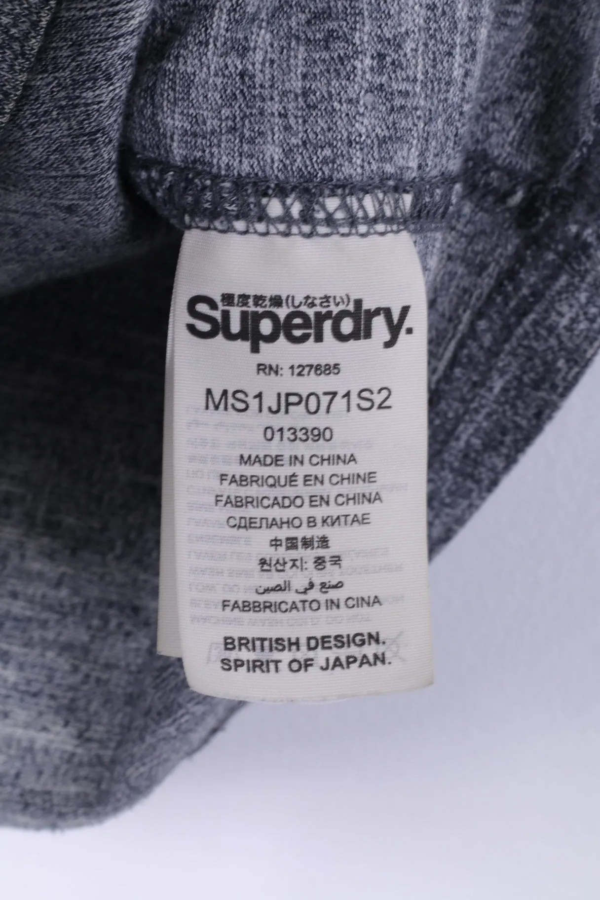 Superdry Mens S T-Shirt Grey Cotton Top J.P.N College Top Crew Neck