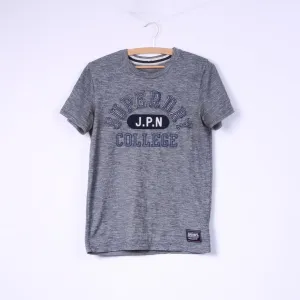 Superdry Mens S T-Shirt Grey Cotton Top J.P.N College Top Crew Neck