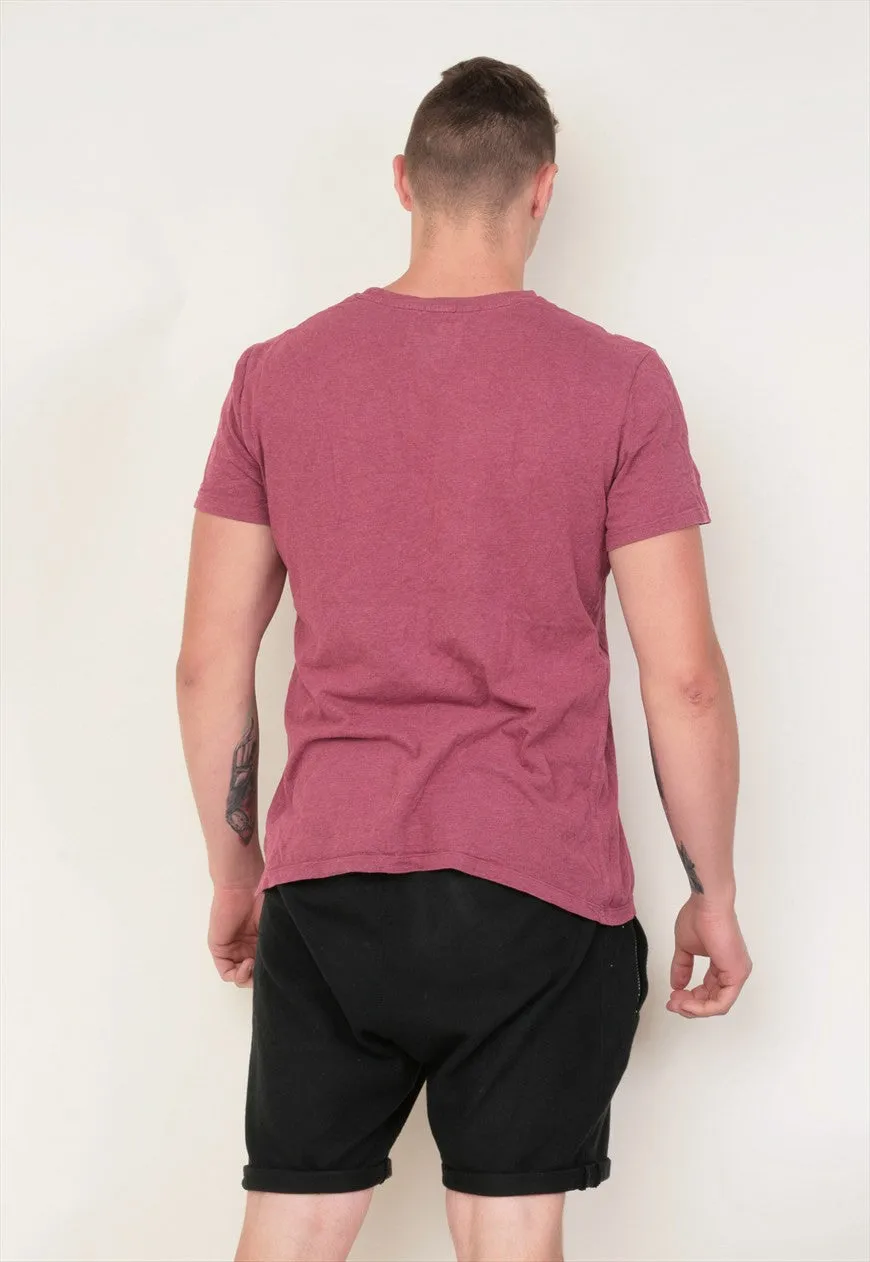 Superdry Mens XL Shirt Maroon Summer Short Sleeve Cotton