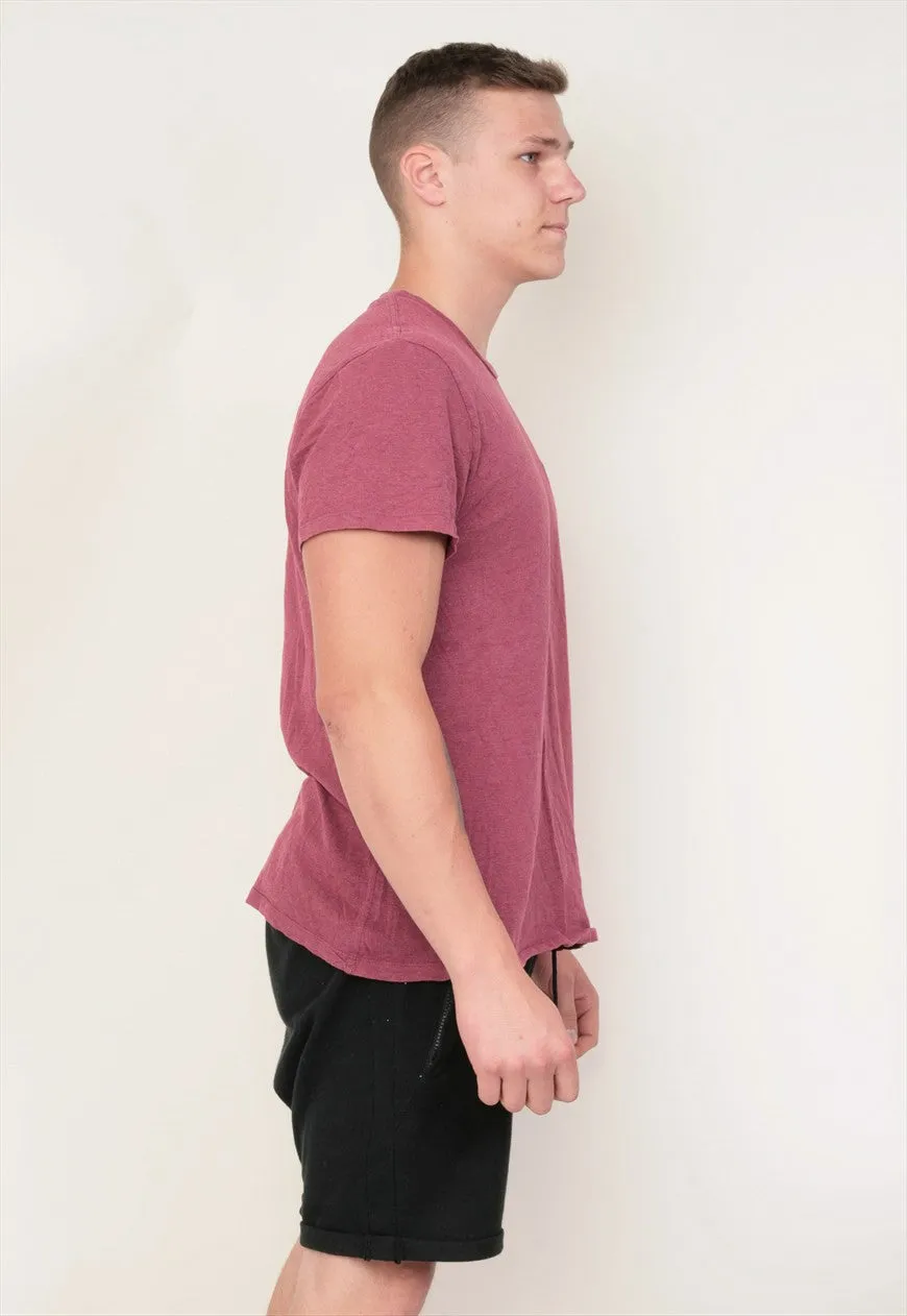 Superdry Mens XL Shirt Maroon Summer Short Sleeve Cotton