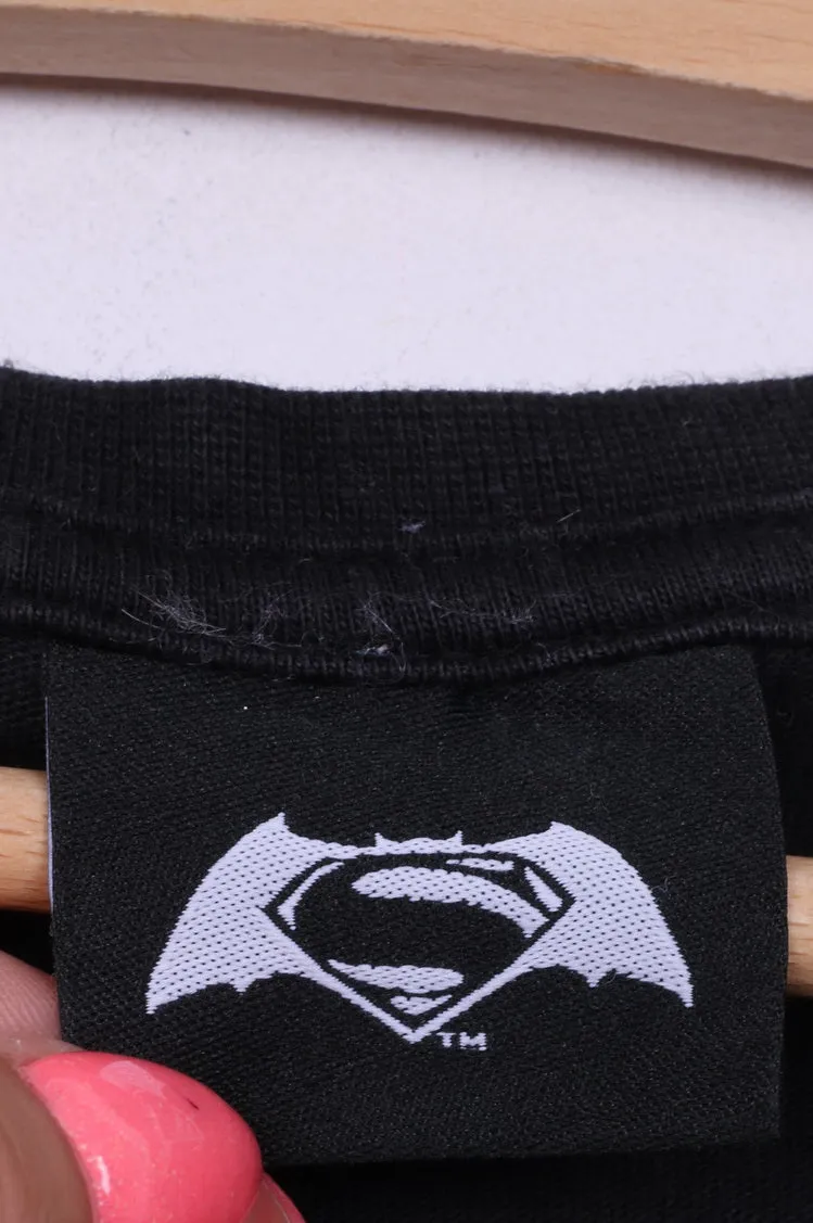 Superman Mens XL T- Shirt Graphic Cotton Black Batman v Superman Dawn of Justice