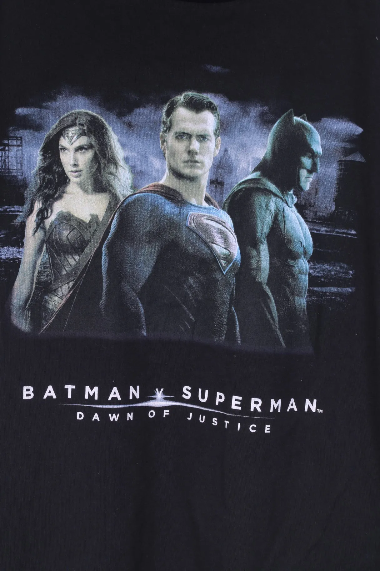Superman Mens XL T- Shirt Graphic Cotton Black Batman v Superman Dawn of Justice