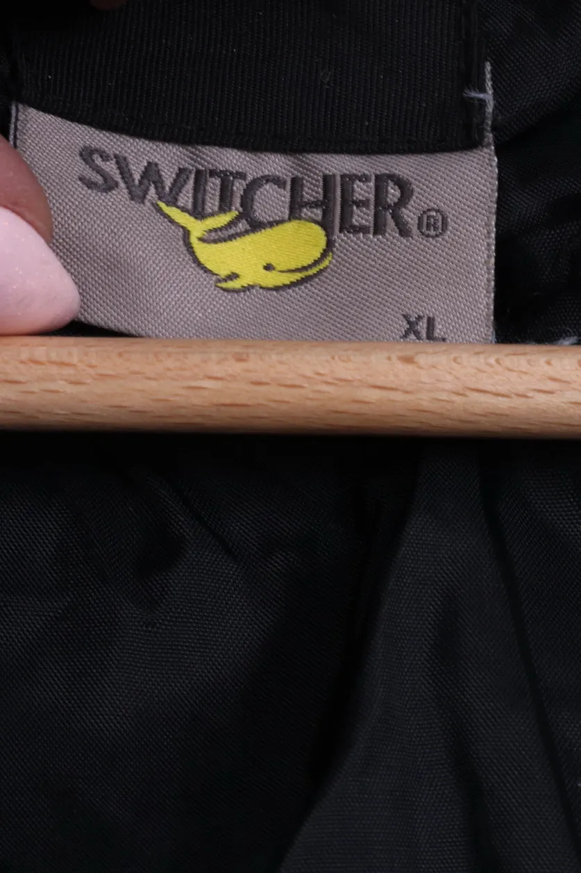 Switcher Mens XL Jacket Full Zipper Nylon Waterproof Black Hood
