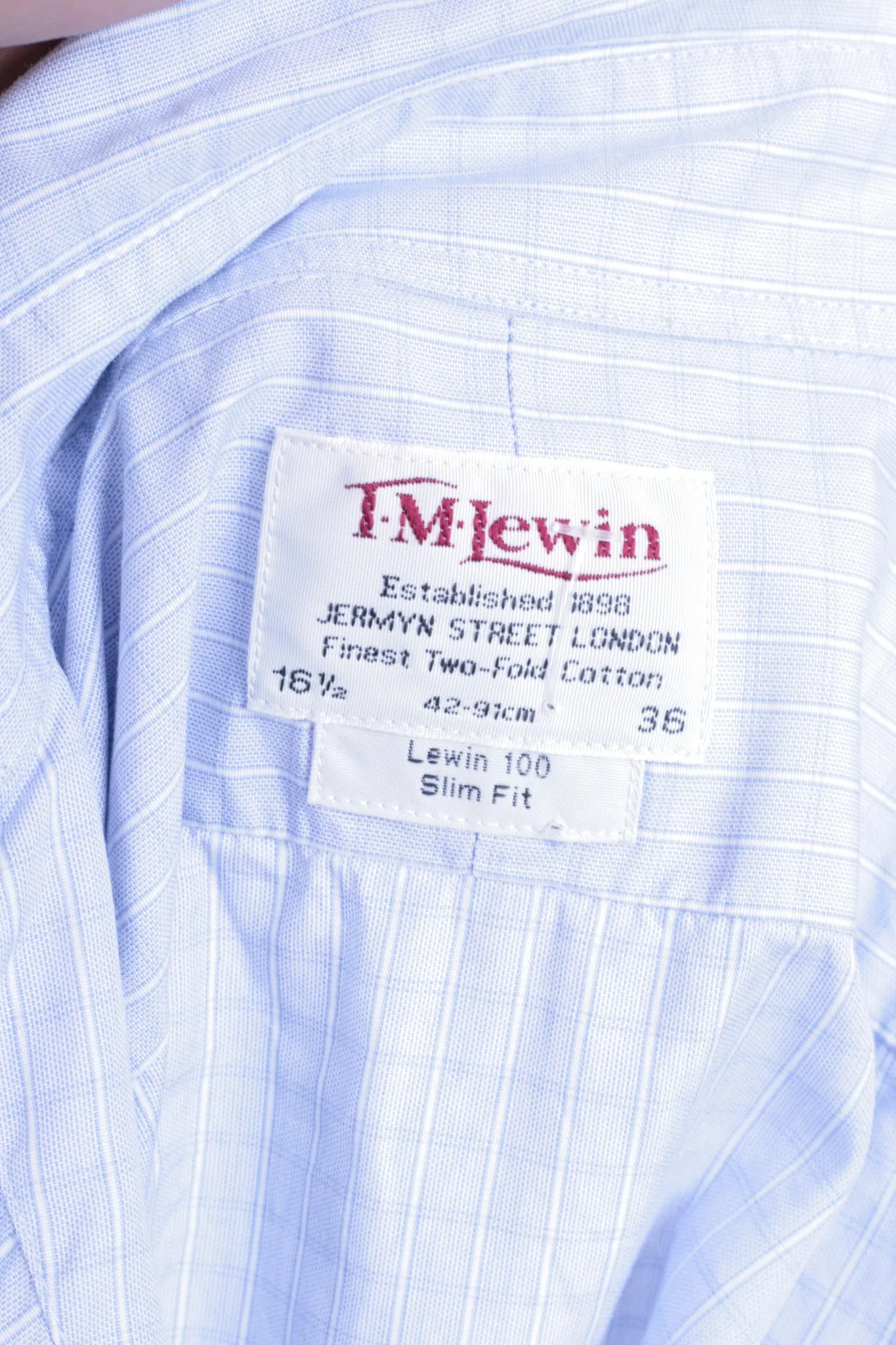 T. M. Lewin Mens 16.5/36 XXL Casual Shirt Check Blue Buttons Down Collar