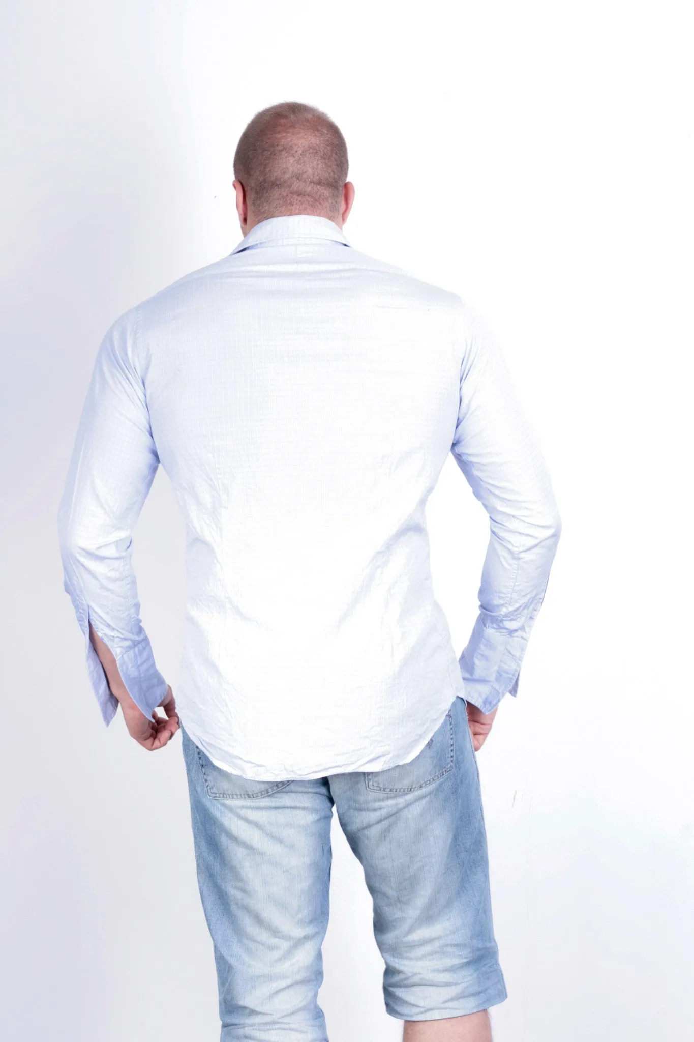 T. M. Lewin Mens 16.5/36 XXL Casual Shirt Check Blue Buttons Down Collar