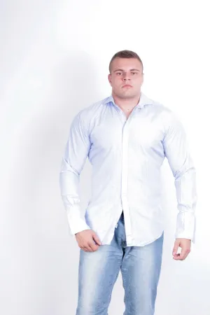 T. M. Lewin Mens 16.5/36 XXL Casual Shirt Check Blue Buttons Down Collar