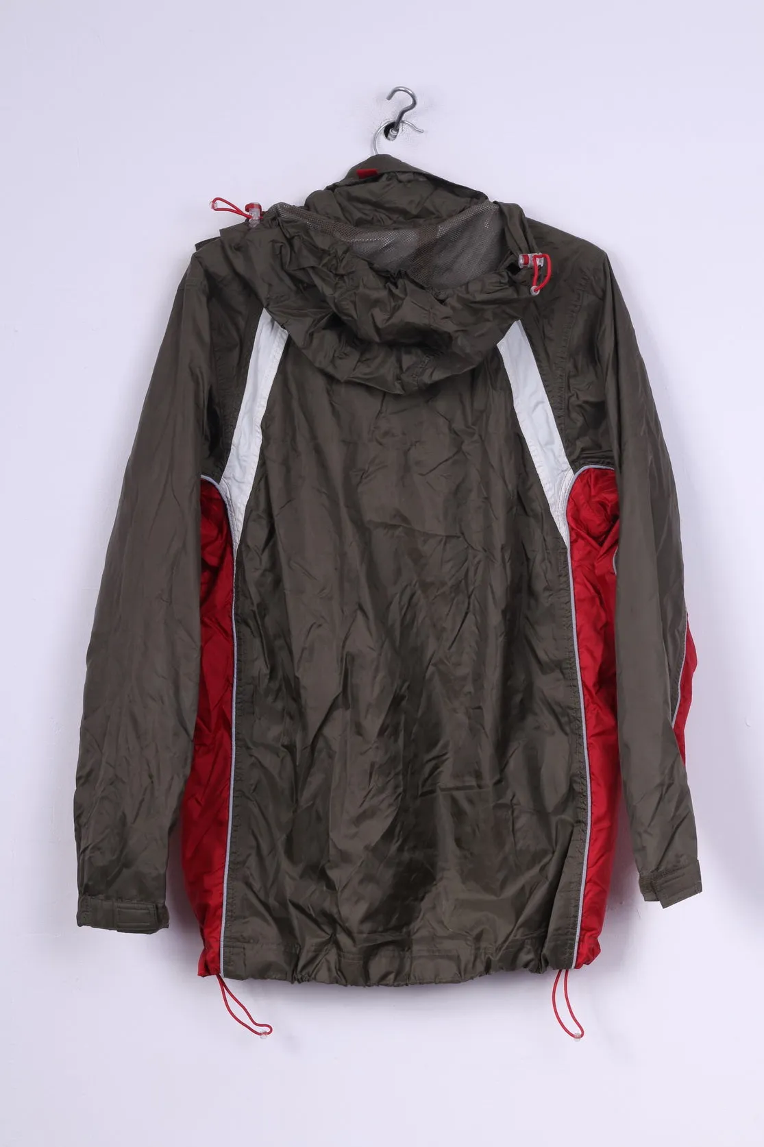 TCM Weather Gear Mens S Jacket Green Lightweight Hidden Hood Nylon Top