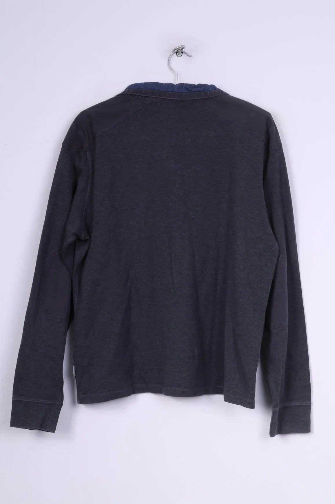 Ted Baker Mens London 4 M Jumper Dark Grey Patch Cotton Stand-Up Collar