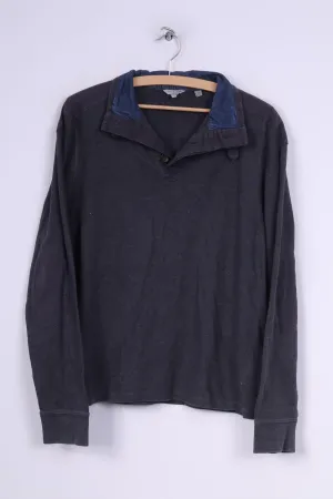 Ted Baker Mens London 4 M Jumper Dark Grey Patch Cotton Stand-Up Collar