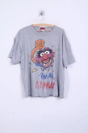 The Muppets Mens XL T-Shirt Grey Animal Cotton Short Sleeve Show