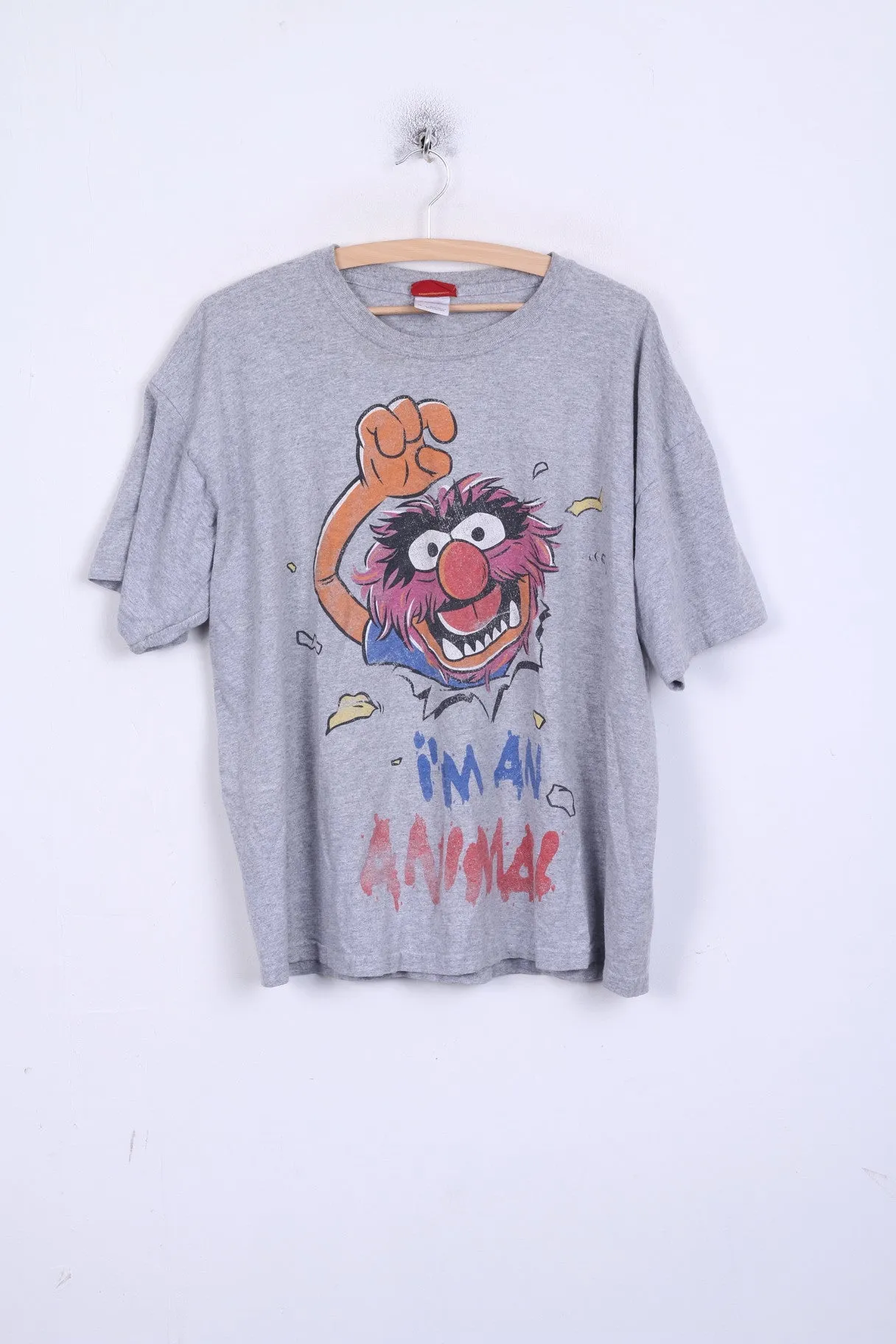 The Muppets Mens XL T-Shirt Grey Animal Cotton Short Sleeve Show