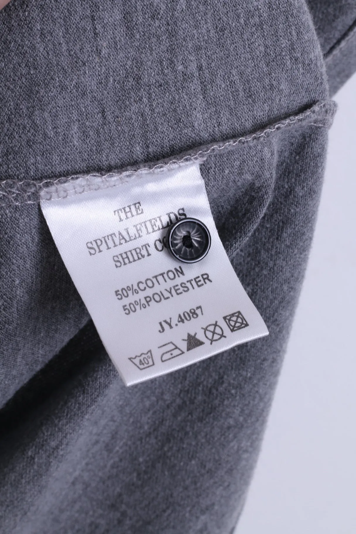 The Spitalfields Shirt CO Mens M Polo Shirt Grey Dog Bulldog Cotton