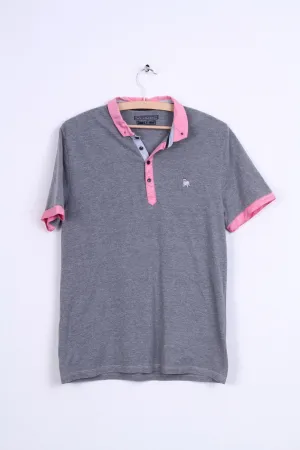 The Spitalfields Shirt CO Mens M Polo Shirt Grey Dog Bulldog Cotton