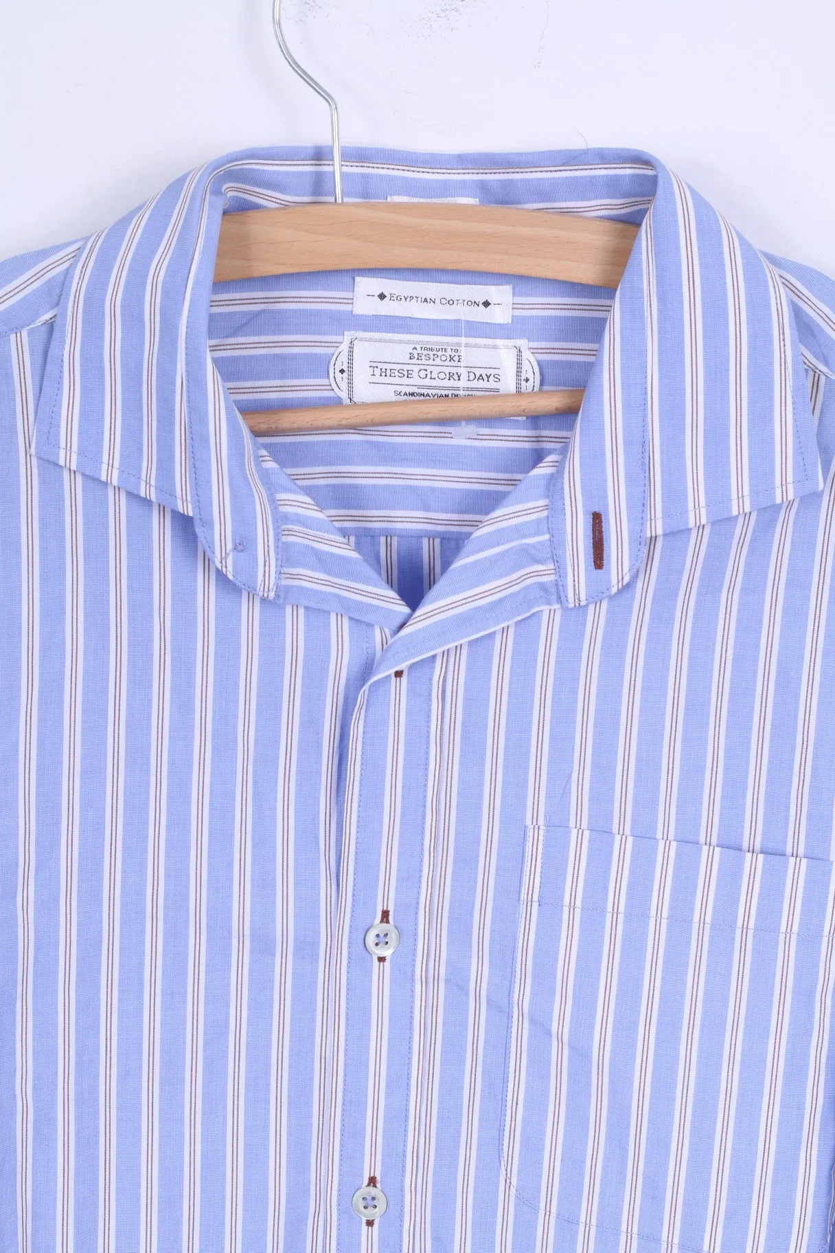 These Glory Days Mens M Casual Shirt Blue Striped Slim Fit Egyptian Cotton