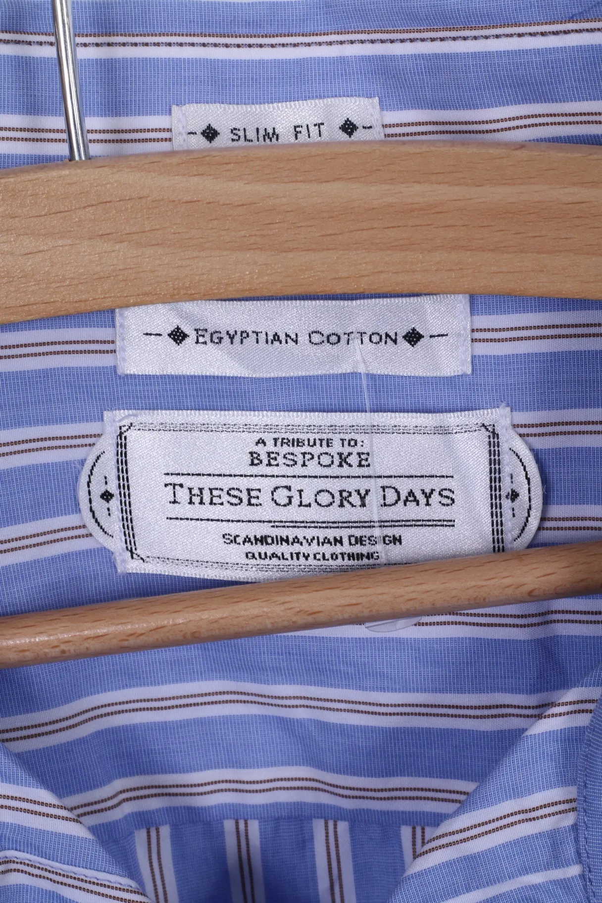 These Glory Days Mens M Casual Shirt Blue Striped Slim Fit Egyptian Cotton