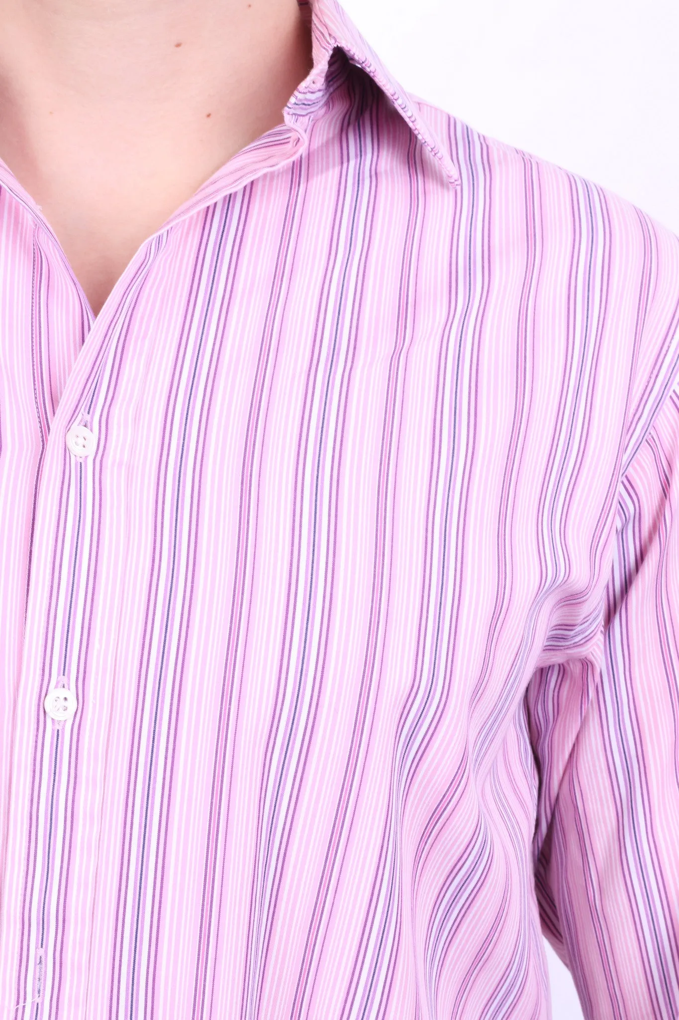 Thomas Pink Jermyn Street Mens 15 33.5 M Casual Shirt Pink Striped Cotton