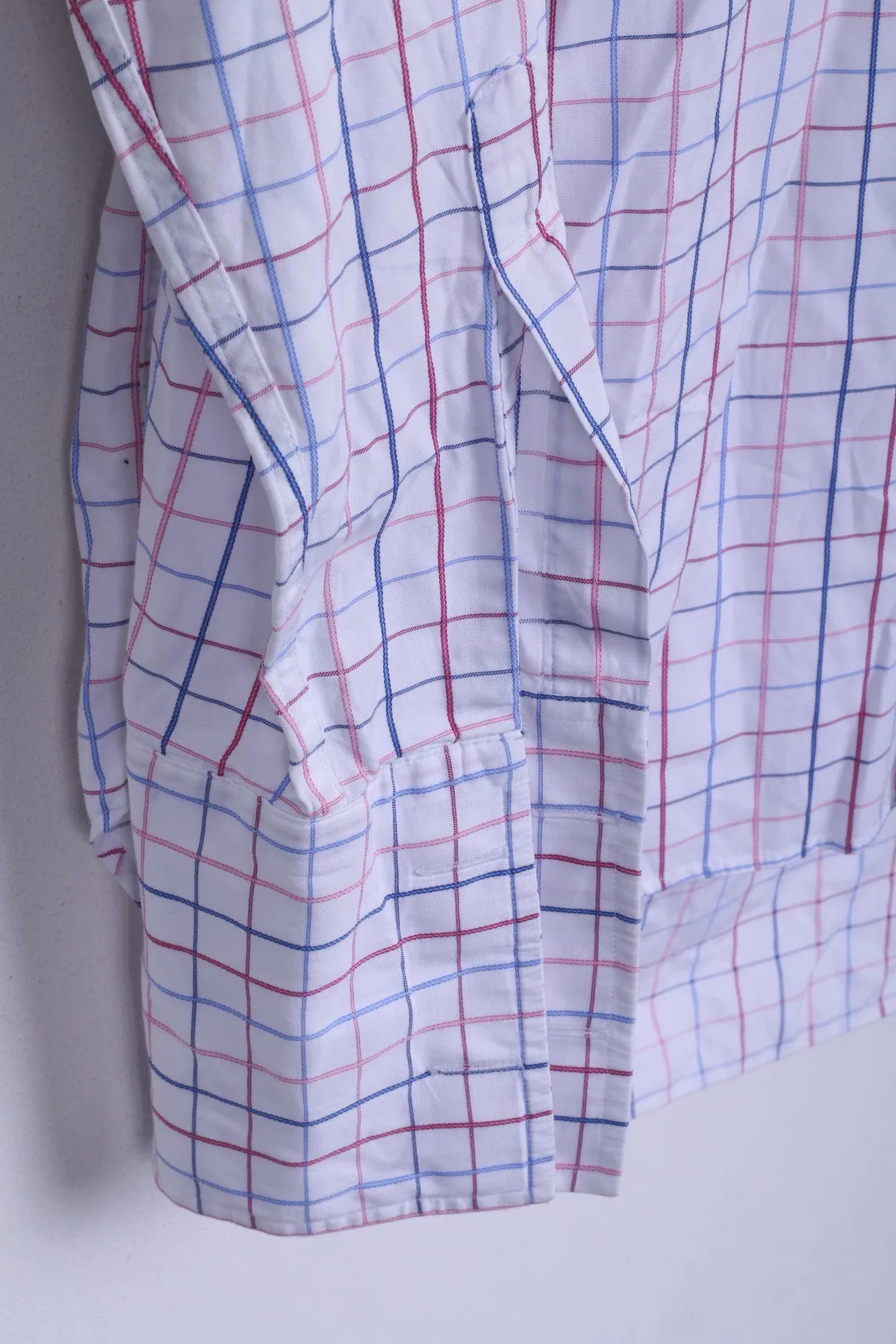 T.M.Lewin Mens 15.5 34.5 L Formal Shirt Check Regular Fit White Cufflinks