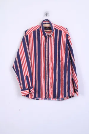 TOGGERY Mens XL Casual Shirt Striped Button Down Collar Multi