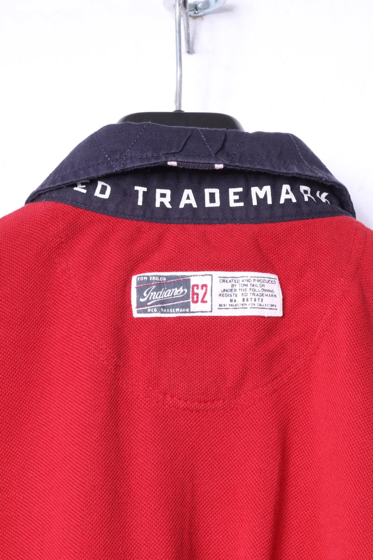 Tom Tailor Mens XXL Polo Shirt Red Cotton Long Sleeve Fitted Emroidered Top