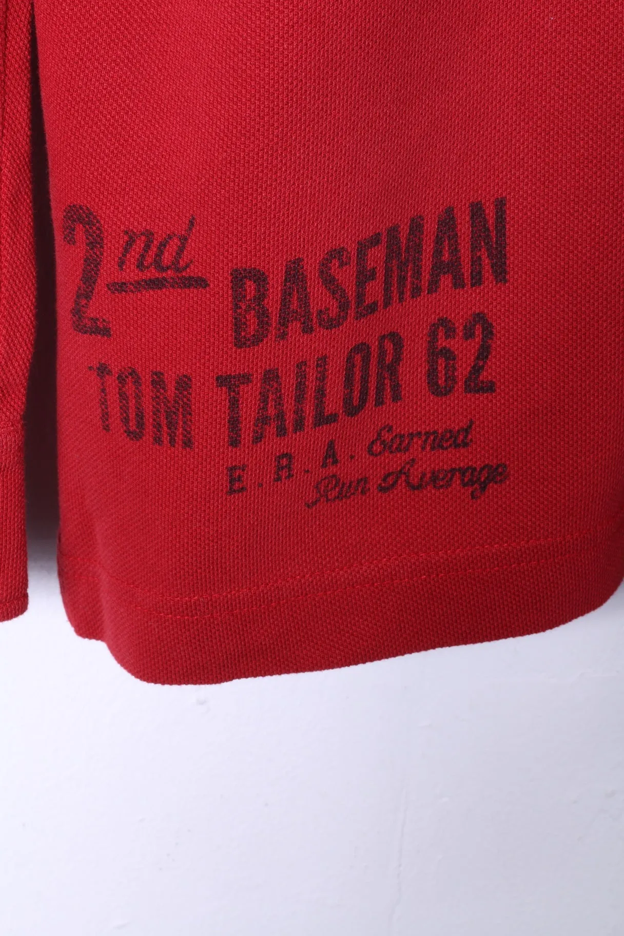 Tom Tailor Mens XXL Polo Shirt Red Cotton Long Sleeve Fitted Emroidered Top