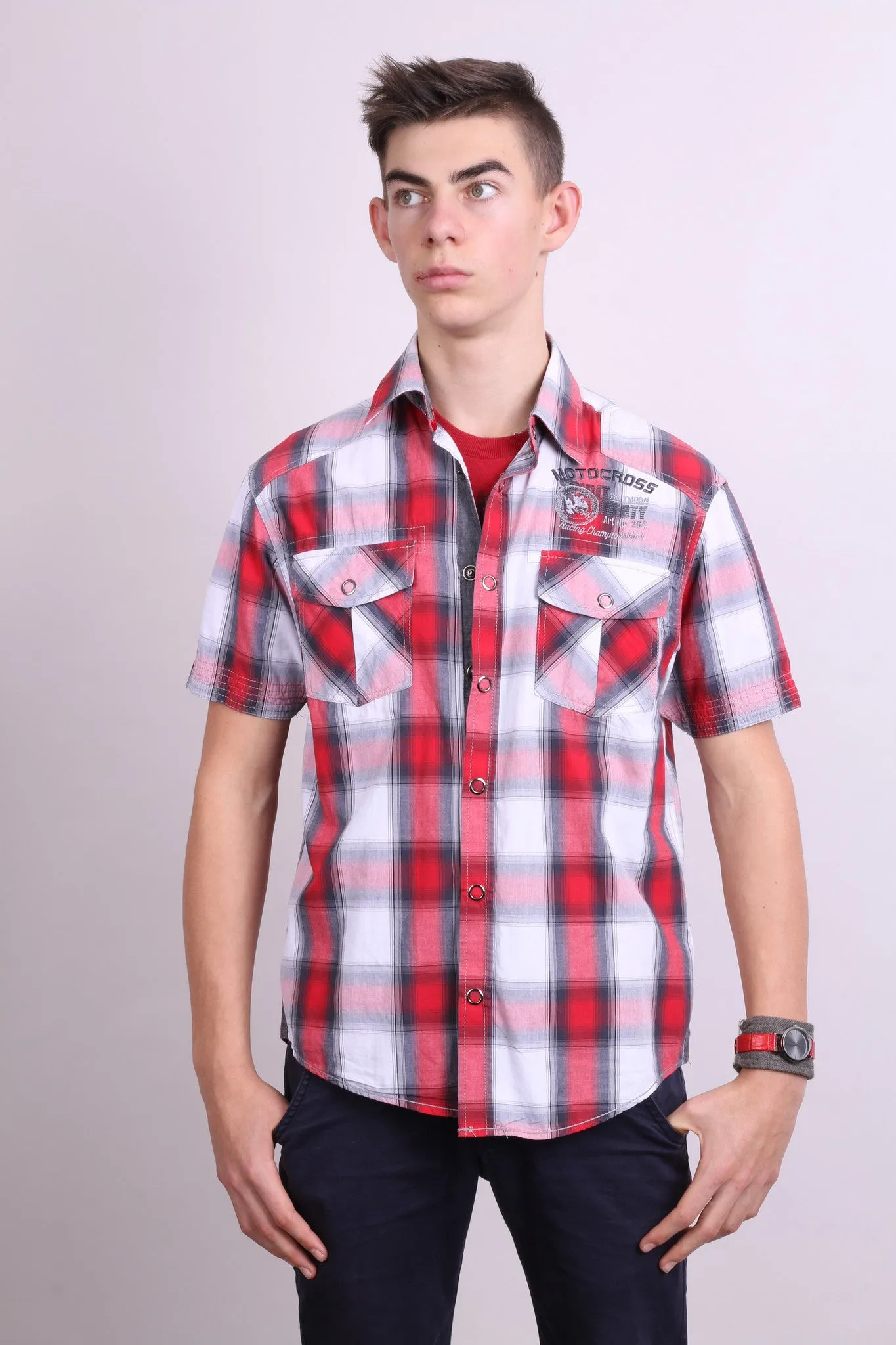Tom Tompson Mens S Casual Shirt Check Motocross Cotton