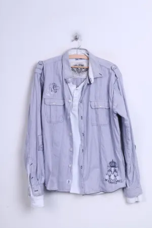 TOM WOLFE Mens XL Casual Shirt Striped Cotton Standard Collar White