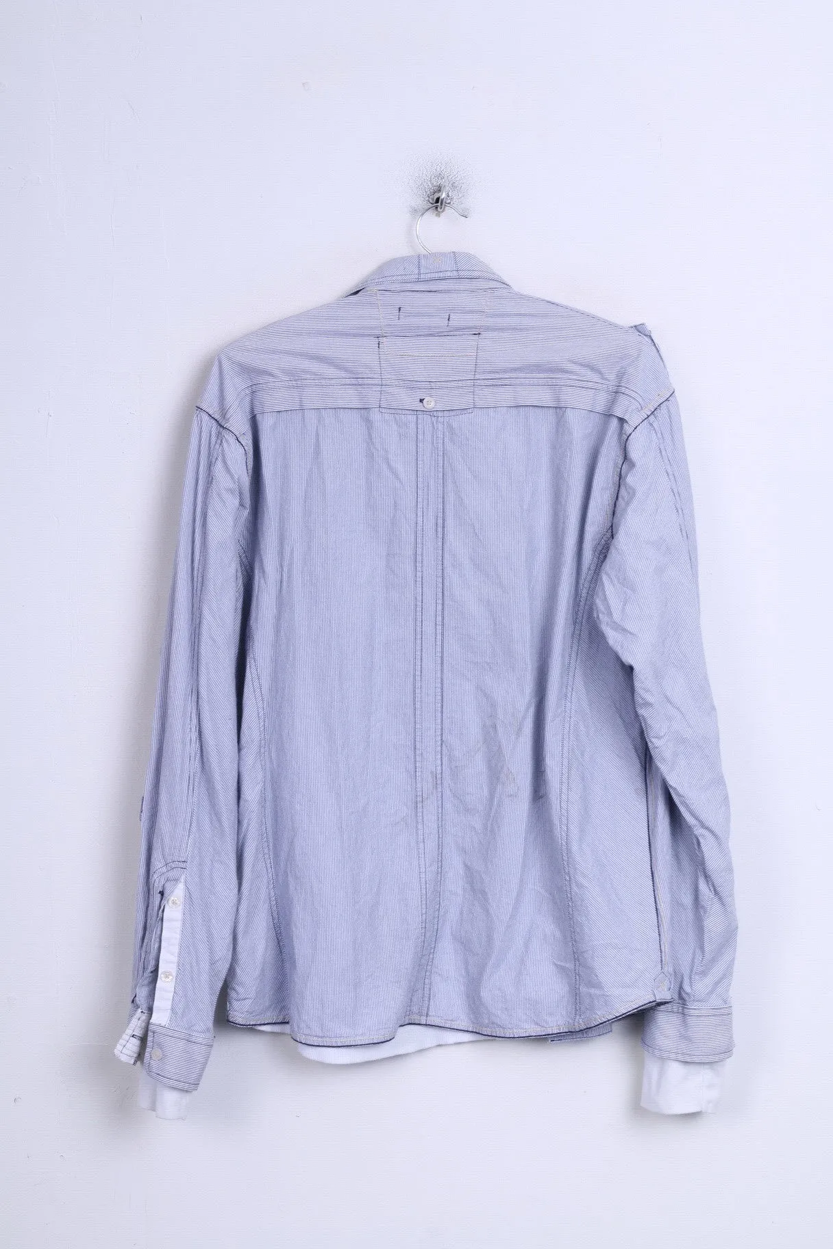 TOM WOLFE Mens XL Casual Shirt Striped Cotton Standard Collar White