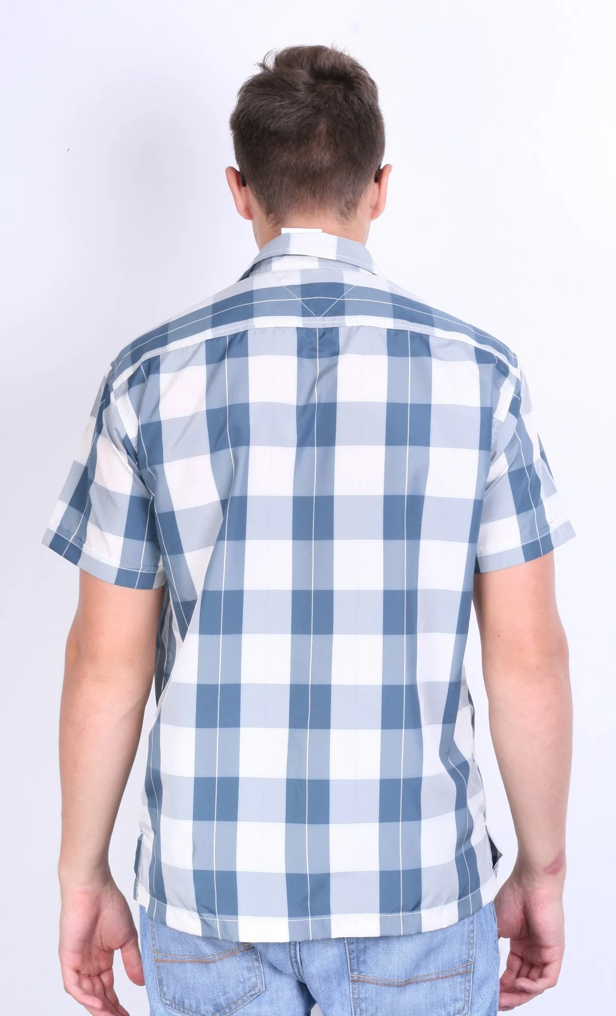 Tommy Hilfiger Jeans Mens S Casual Shirt Check Blue Short Sleeve Summer