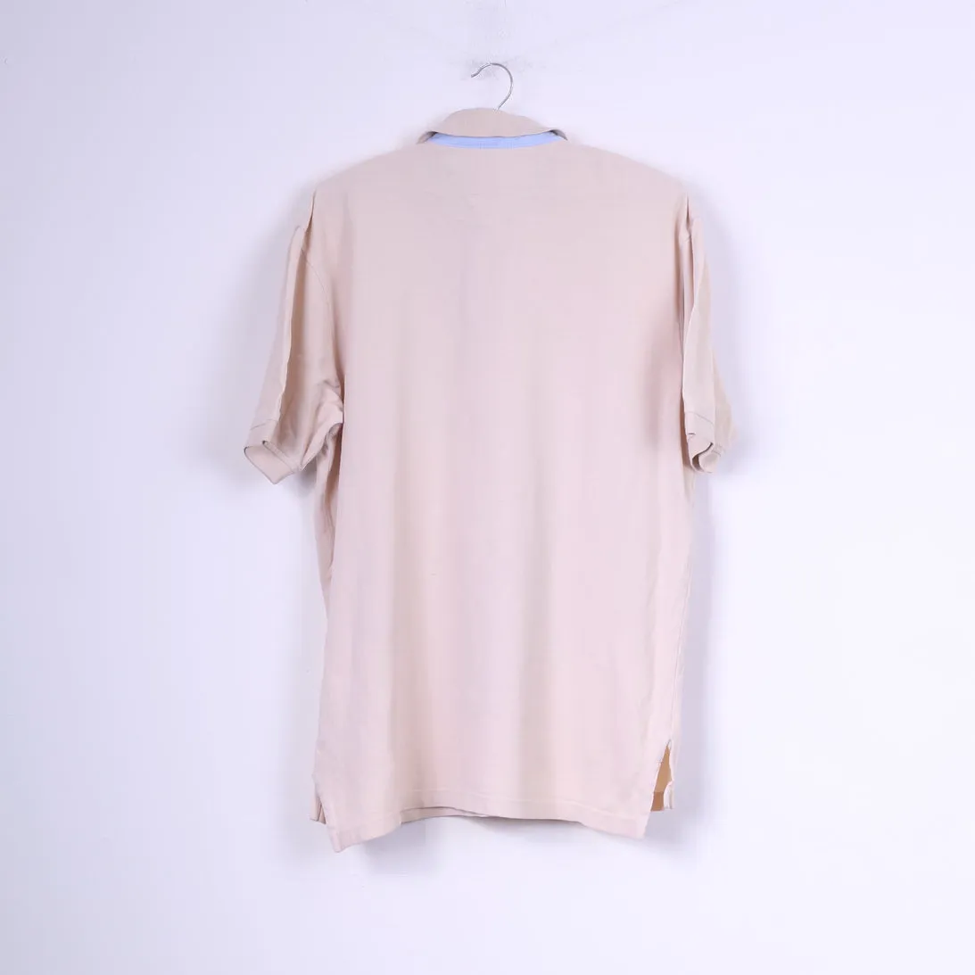 Tommy Hilfiger Mens L Polo Shirt Beige Buttons Detailed Top Cotton