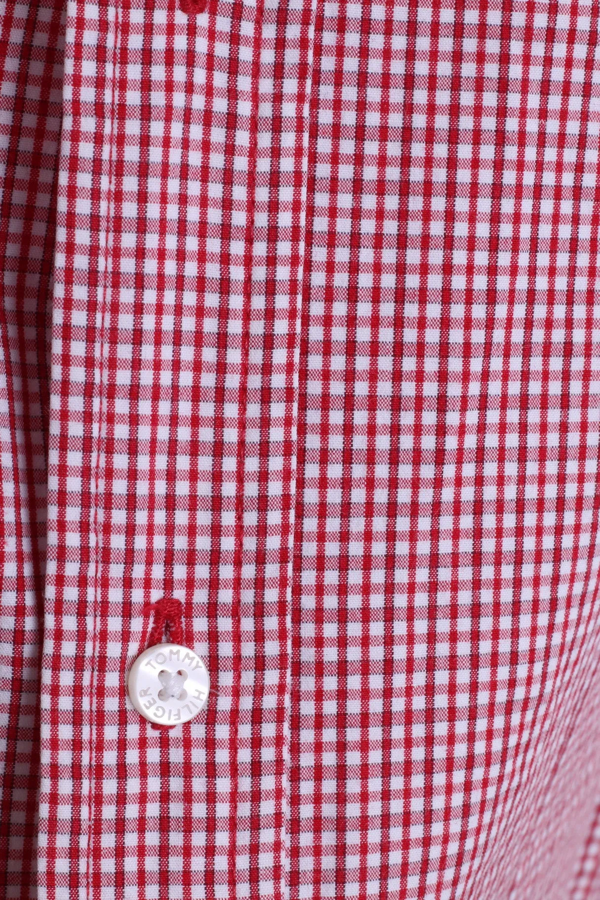 Tommy Hilfiger Mens XL Casual Shirt White Check Button Down Collar