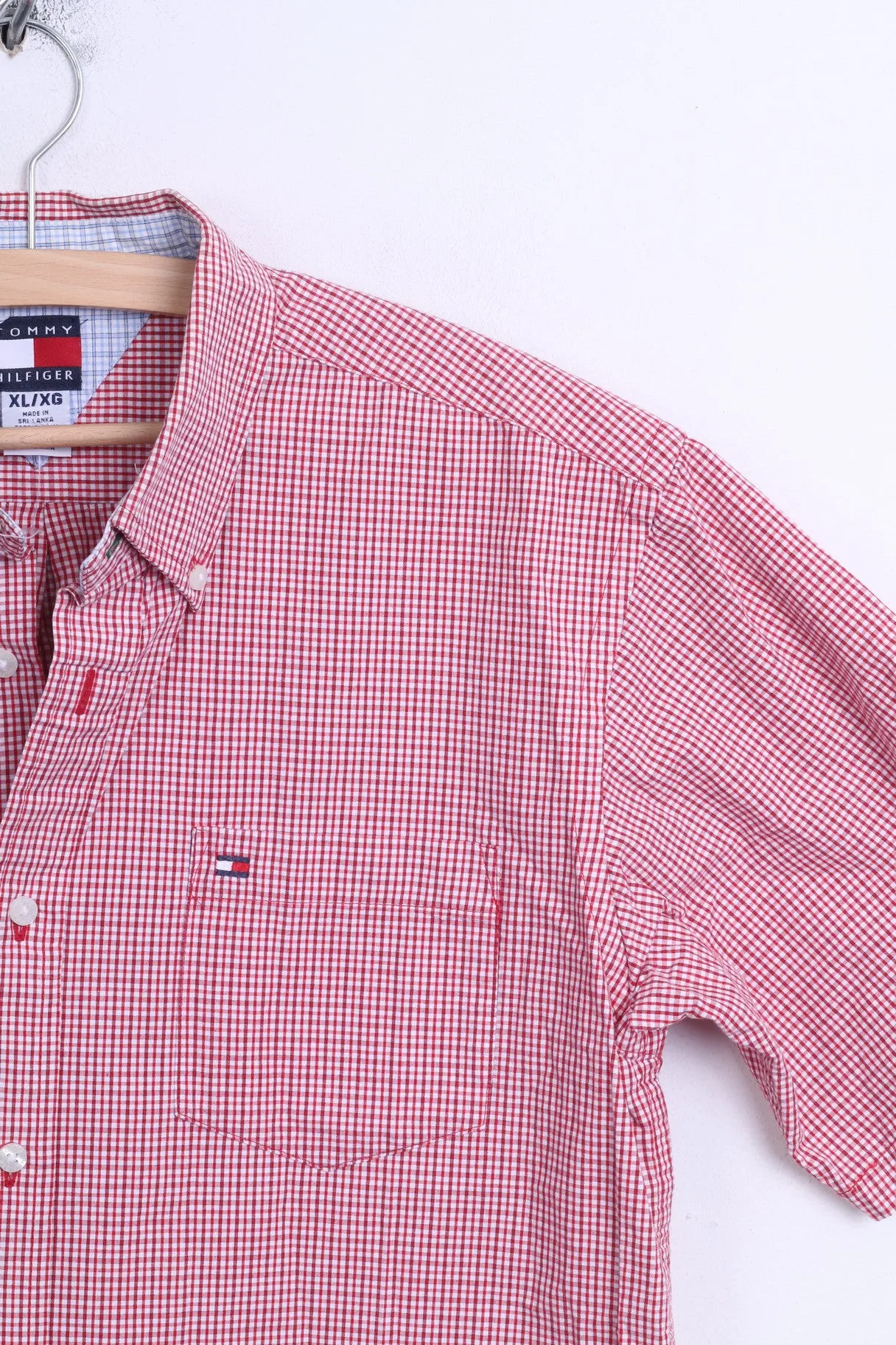 Tommy Hilfiger Mens XL Casual Shirt White Check Button Down Collar