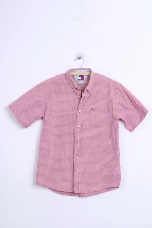 Tommy Hilfiger Mens XL Casual Shirt White Check Button Down Collar