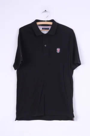 Tommy Hilfiger Mens XL Polo Shirt Black Summer Short Sleeve Cotton