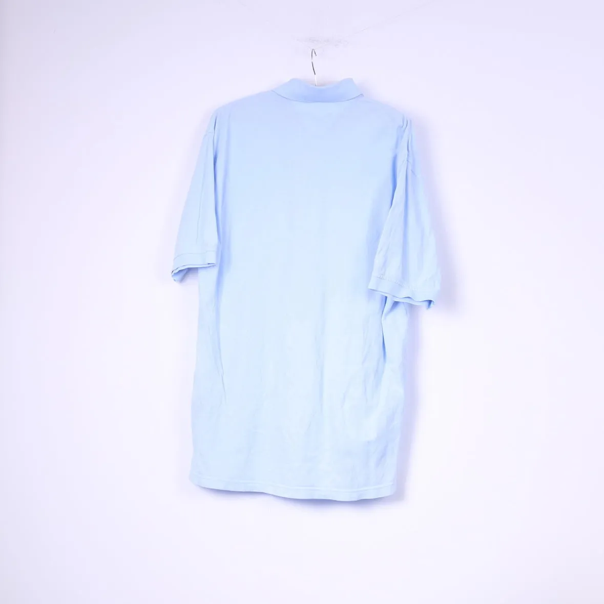 Tommy Hilfiger Mens XL Polo Shirt Light Blue Cotton Top Buttons Detailed