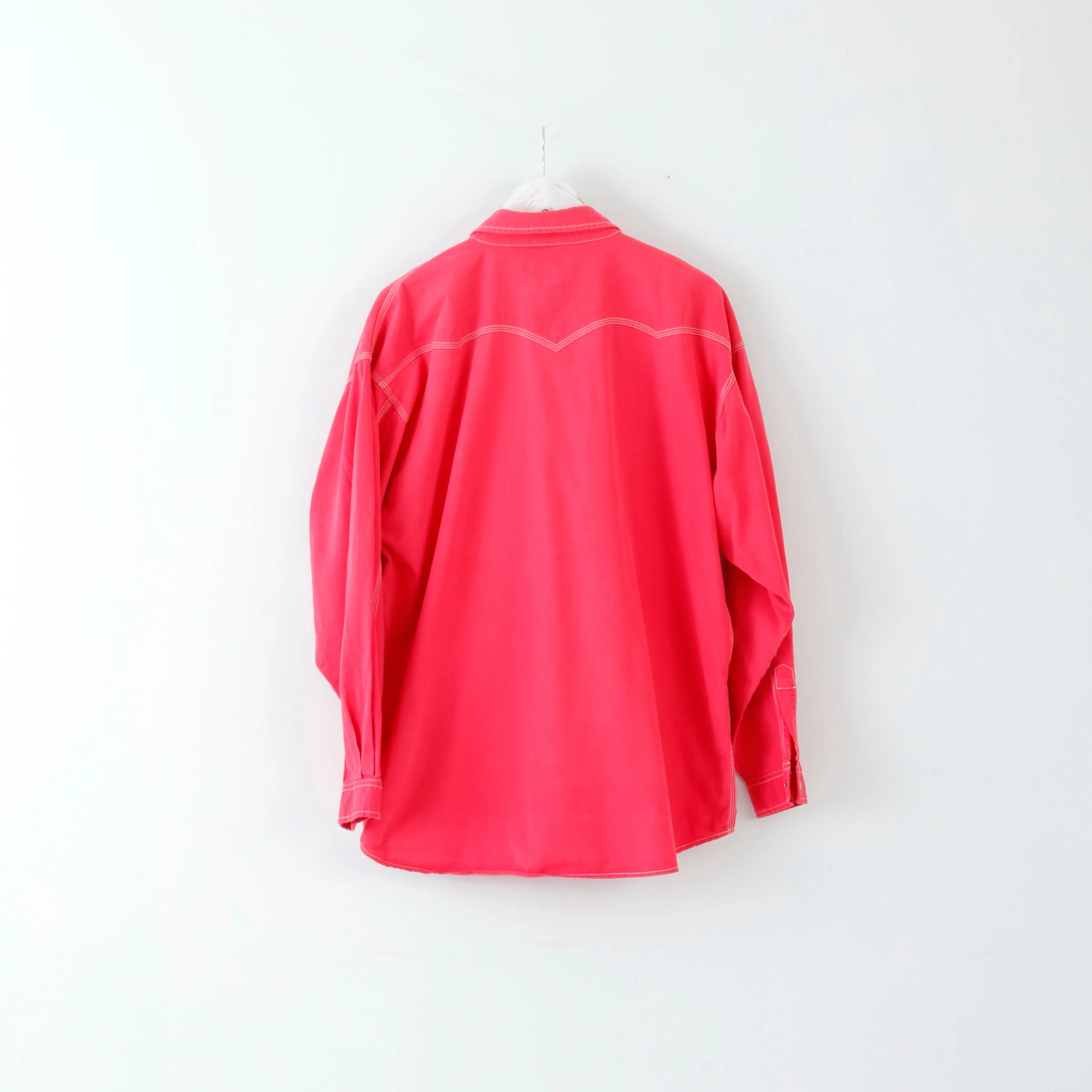 Trader Mens XL Casual Shirt Pink Long Sleeve Cotton Buttoned Breast Pockets