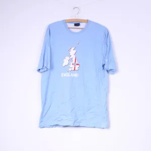 Umbro England Mens L T-Shirt Light Blue Cotton Crew Neck Top