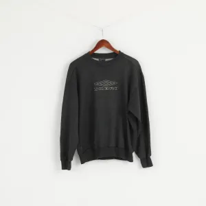 Umbro Men M Sweatshirt Dark Grey Cotton Retro Crew Neck Sport Logo Top