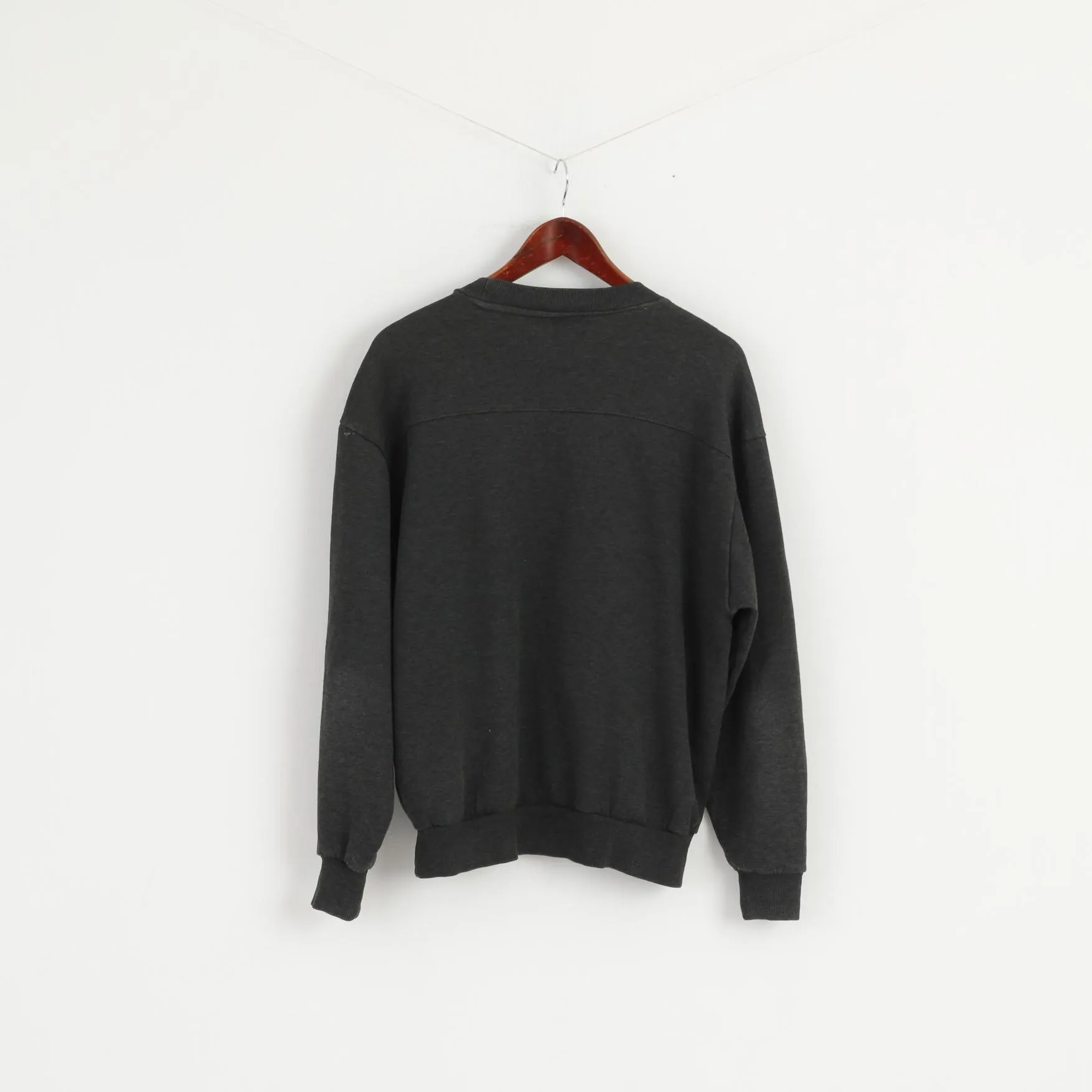 Umbro Men M Sweatshirt Dark Grey Cotton Retro Crew Neck Sport Logo Top