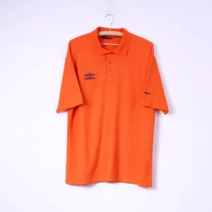 Umbro Mens M Polo Shirt Orange Detailed Buttons Cotton Blend Top