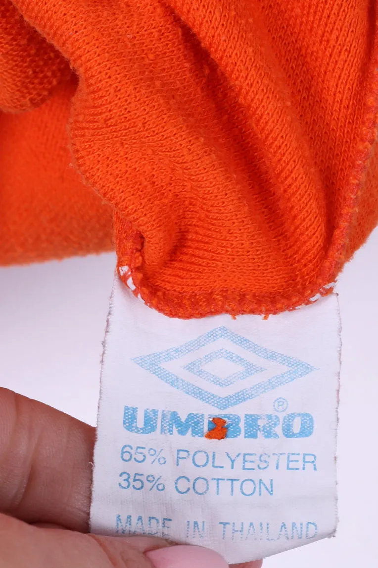 Umbro Mens M Polo Shirt Orange Detailed Buttons Cotton Blend Top