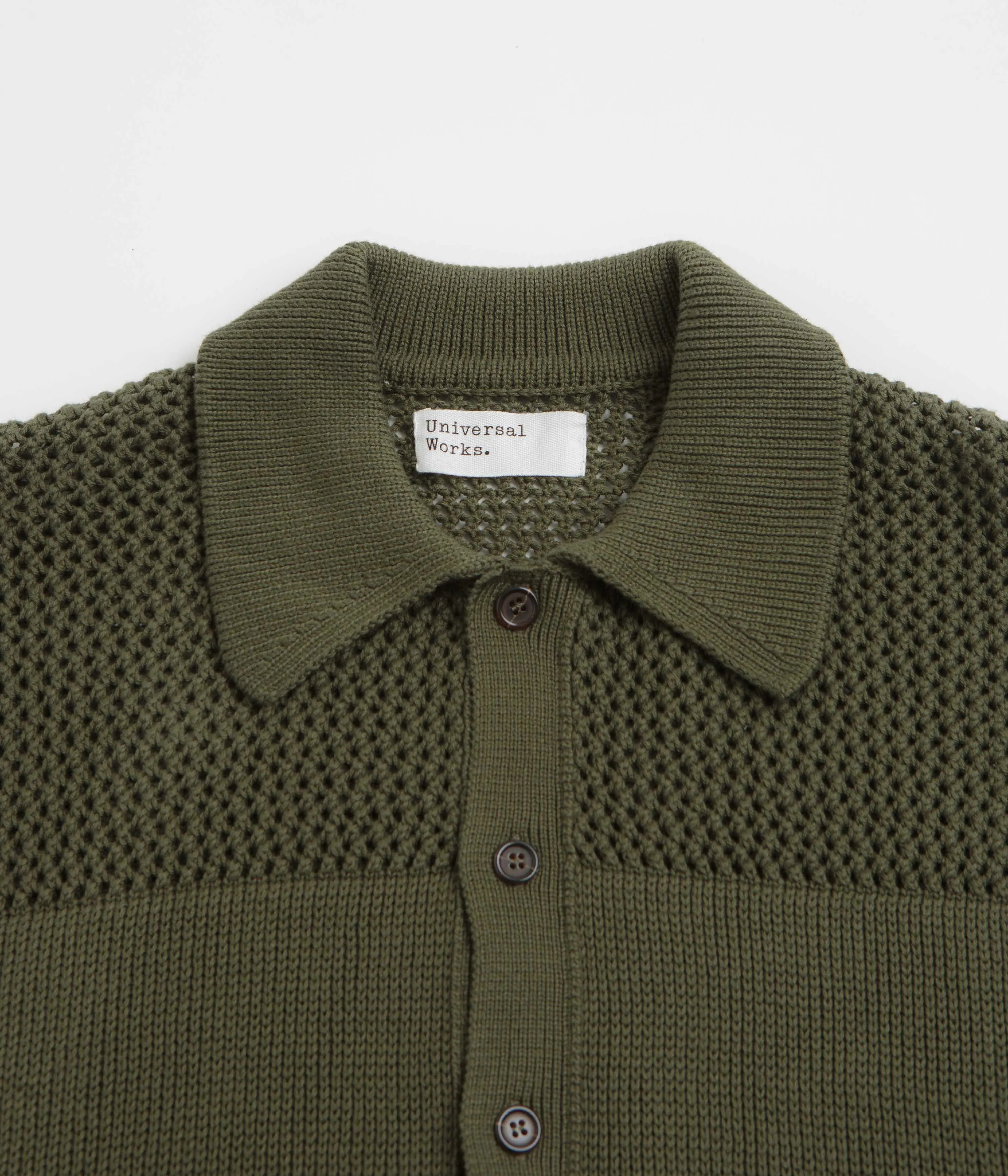 Universal Works Knit Short Sleeve Shirt - Olive