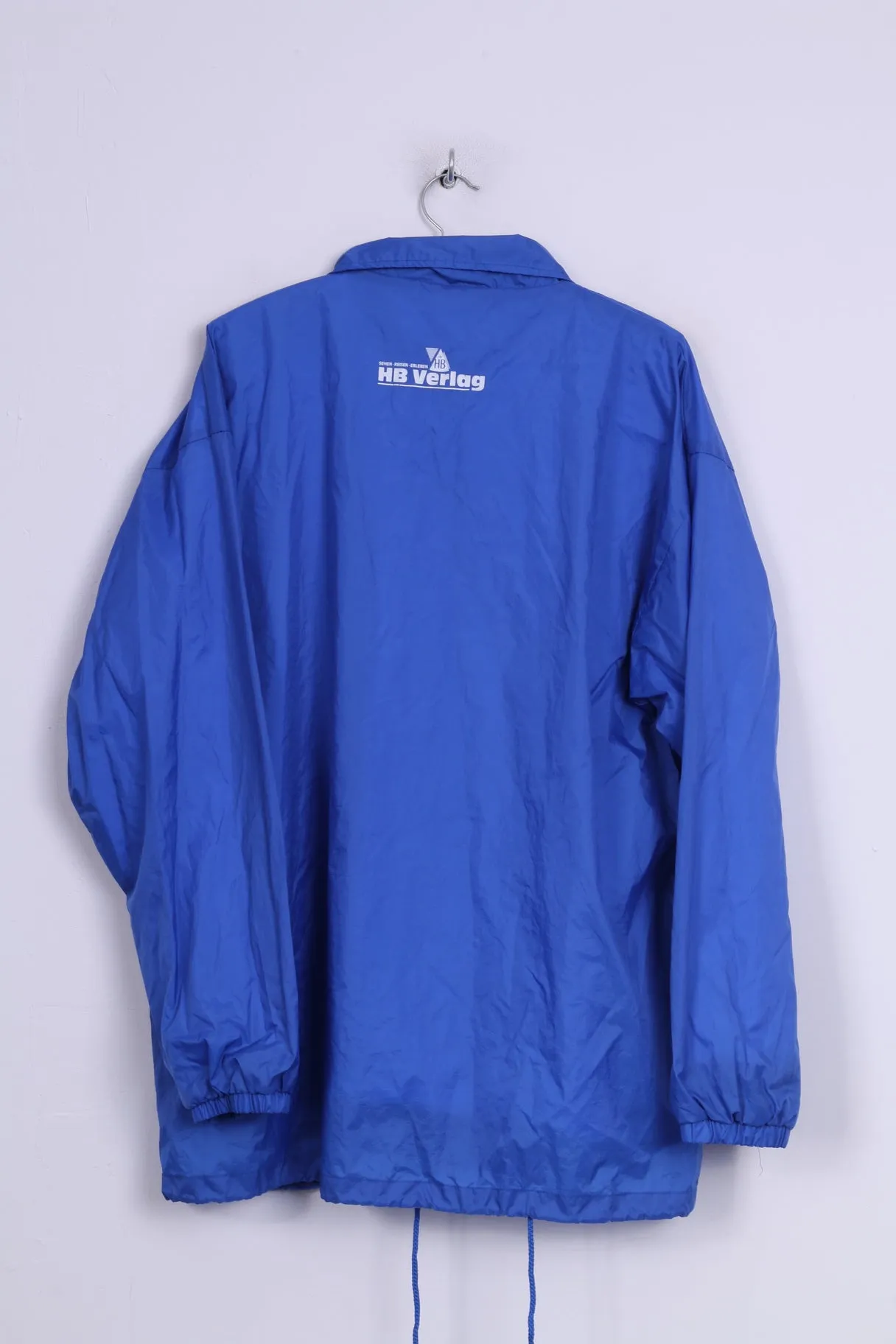 Us Basic Mens XL Lightweight Jacket Nylon Waterproof Blue Snaps Buttons