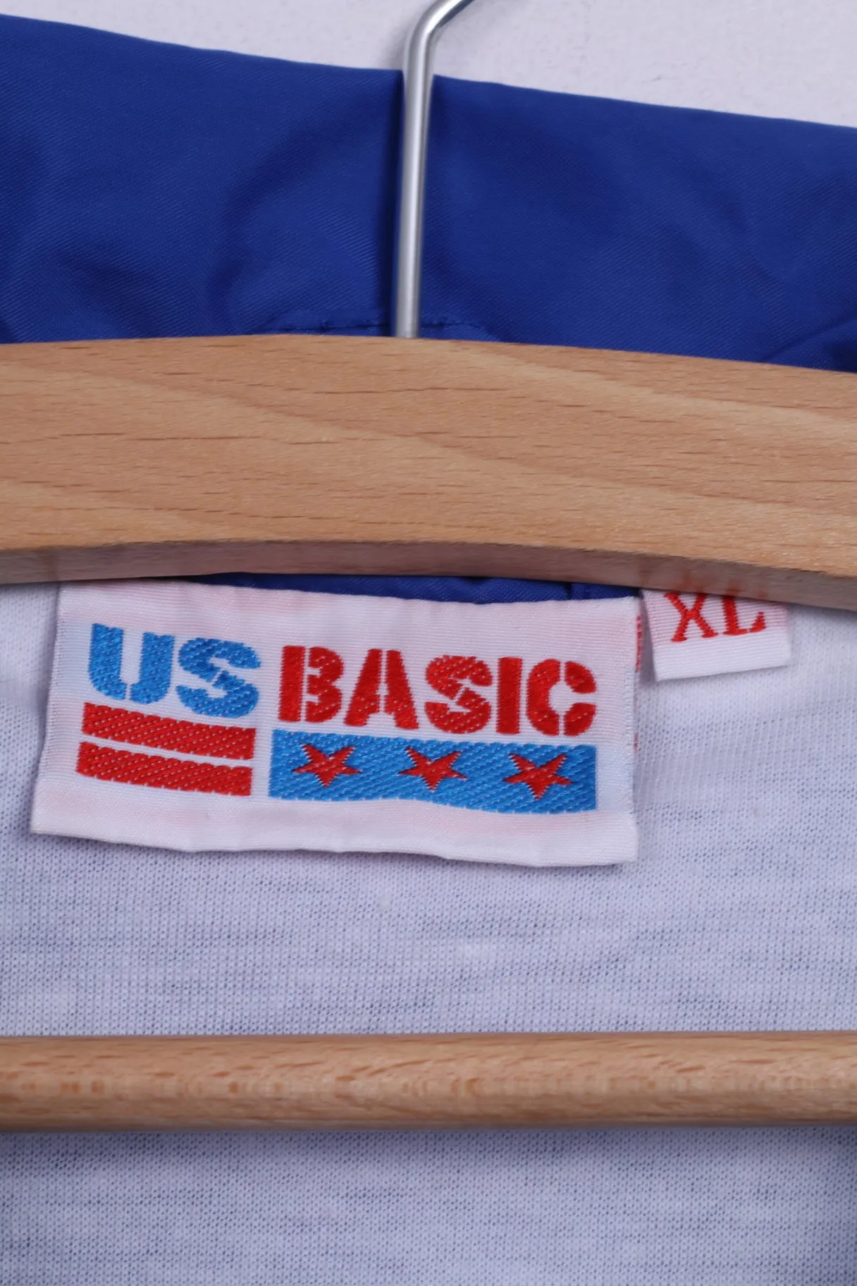 Us Basic Mens XL Lightweight Jacket Nylon Waterproof Blue Snaps Buttons