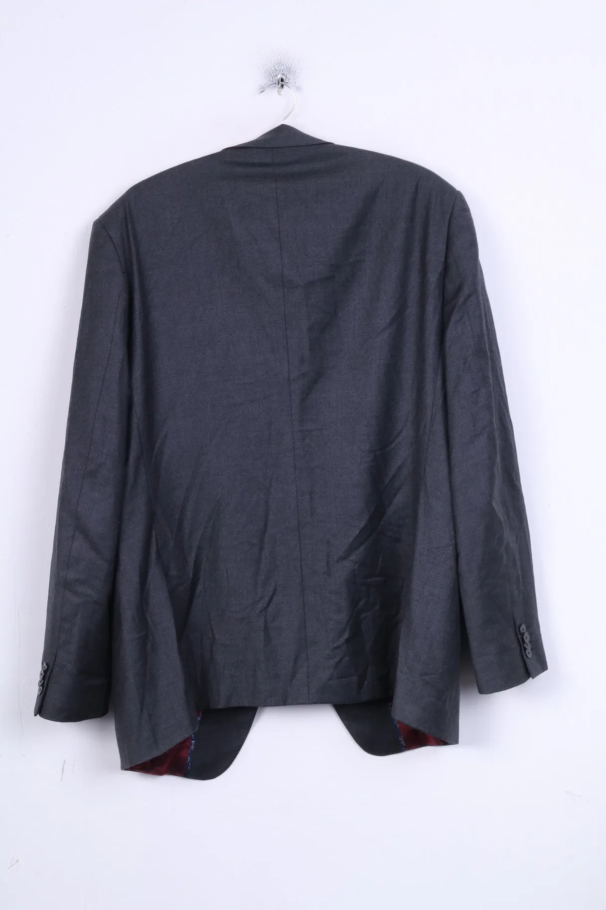 Van Kollem Mens 48 L Jacket Blazer Dark Grey Single Breasted Wool Vintage